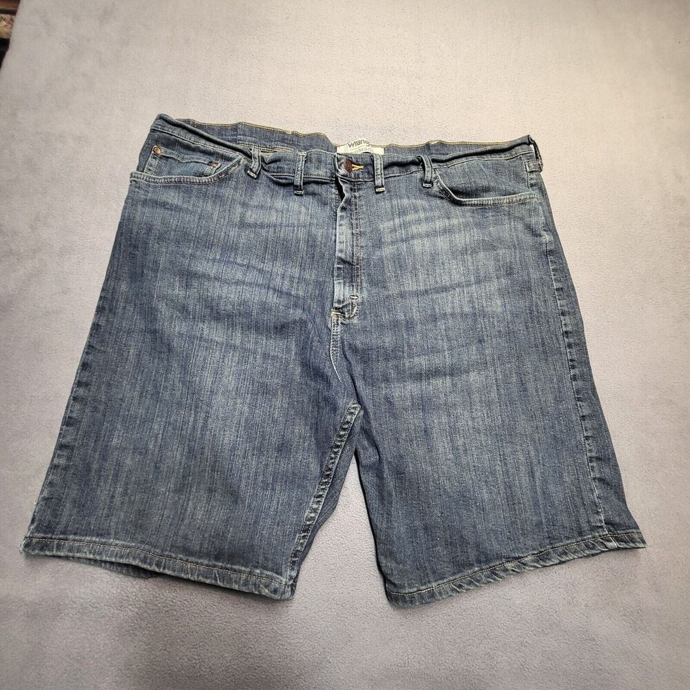 Wrangler Jean Shorts Mens 44 Blue Regular Fit Jorts Dark Wash Distressed Denim